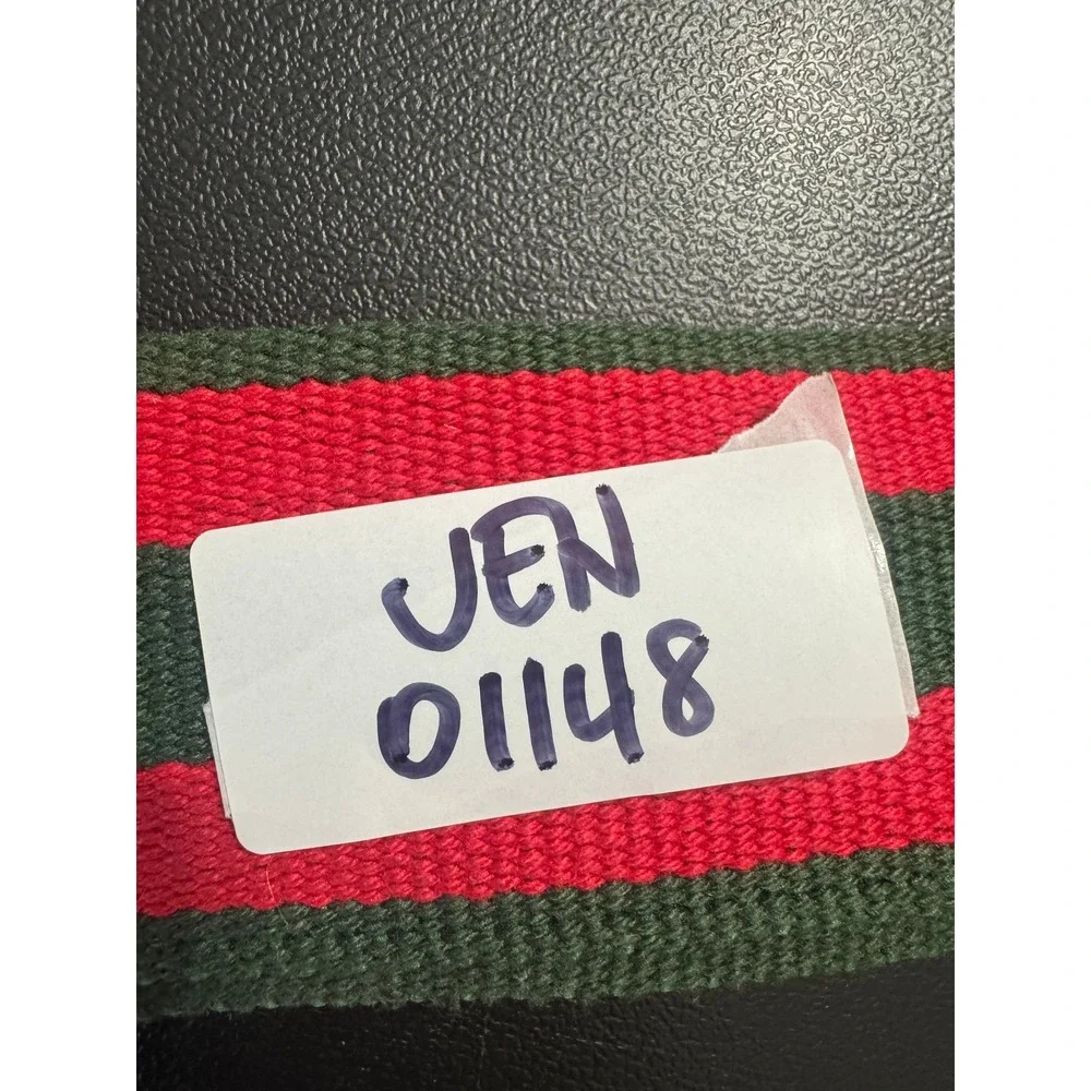 Echolac Unisex Vintage Luggage Strap OS Red Green Striped Webbing Buckle ID Tag